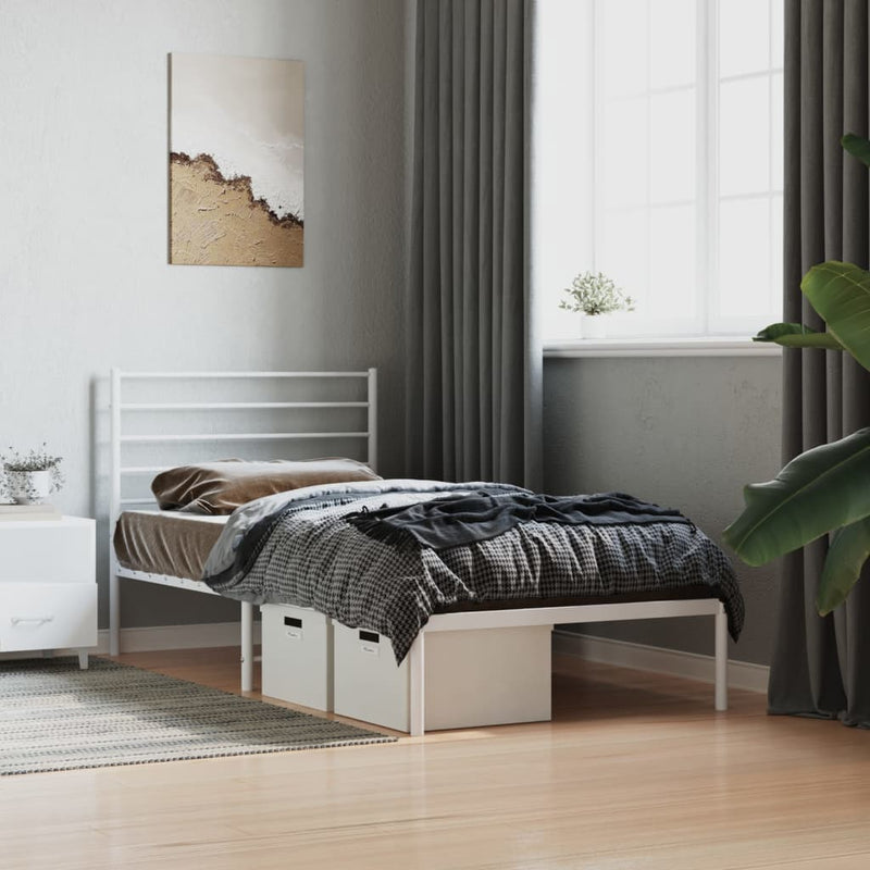 vidaXL fehér fém ágykeret fejtámlával 90x200 cm