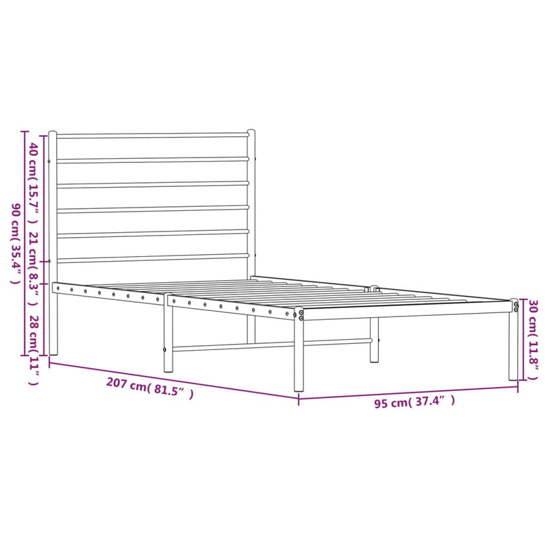 vidaXL fehér fém ágykeret fejtámlával 90x200 cm