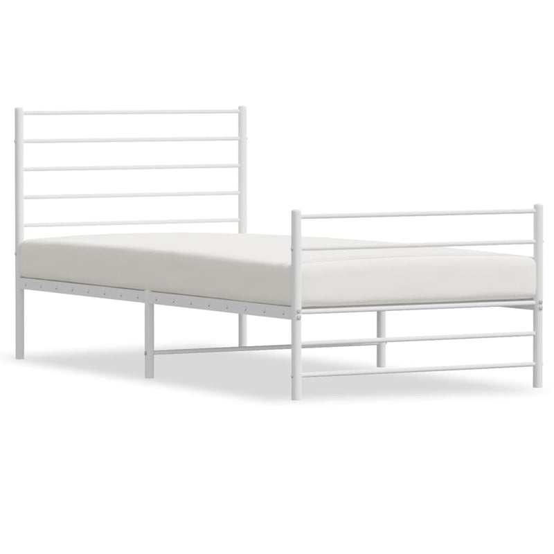 vidaXL fehér fém ágykeret fej- és lábtámlával 90 x 190 cm
