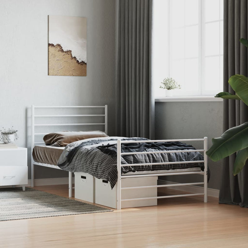 vidaXL fehér fém ágykeret fej- és lábtámlával 90 x 190 cm