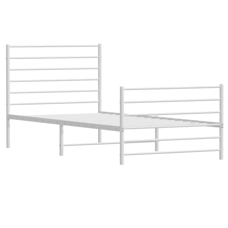 vidaXL fehér fém ágykeret fej- és lábtámlával 90 x 190 cm