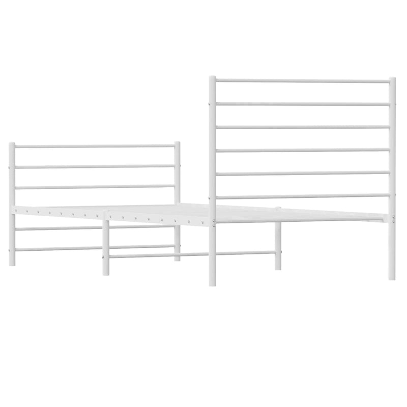 vidaXL fehér fém ágykeret fej- és lábtámlával 90 x 190 cm