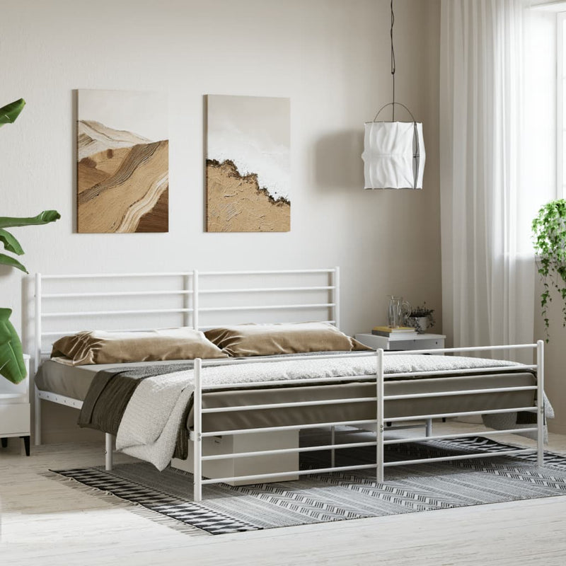 vidaXL fehér fém ágykeret fej- és lábtámlával 200x200 cm
