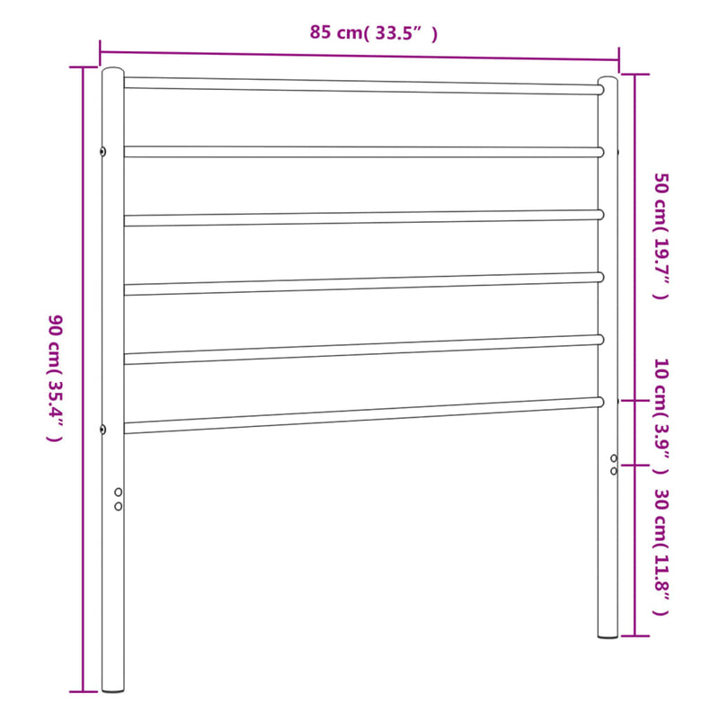 vidaXL fehér fém fejtámla 80 cm
