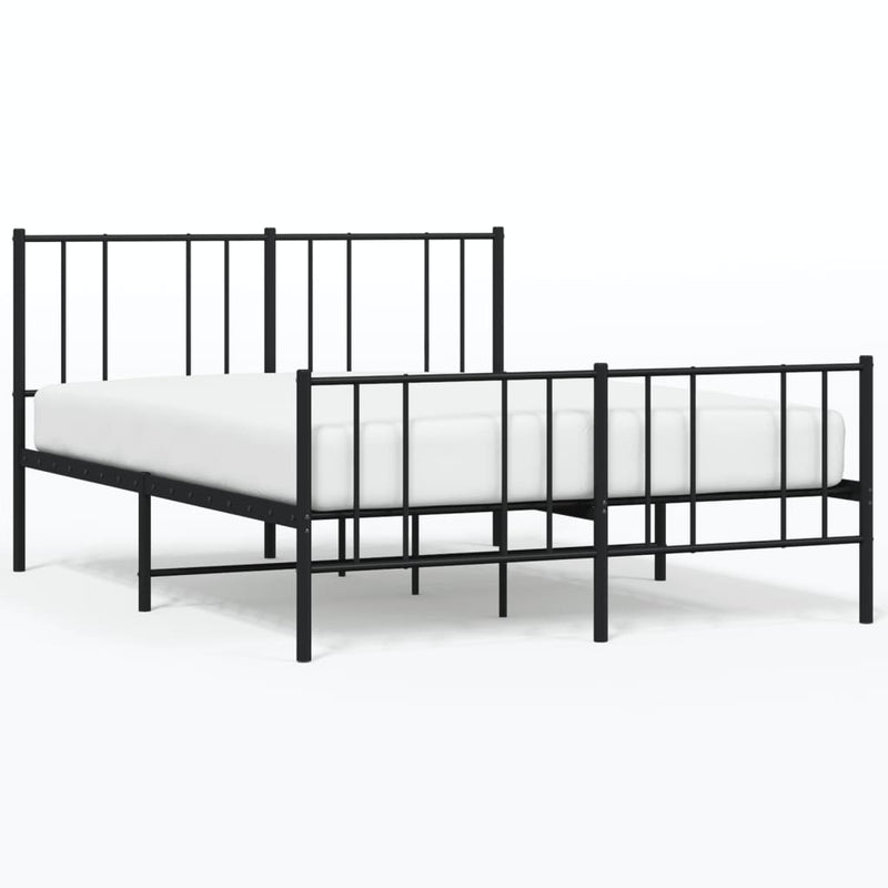 vidaXL fekete fém ágykeret fej- és lábtámlával 120 x 190 cm