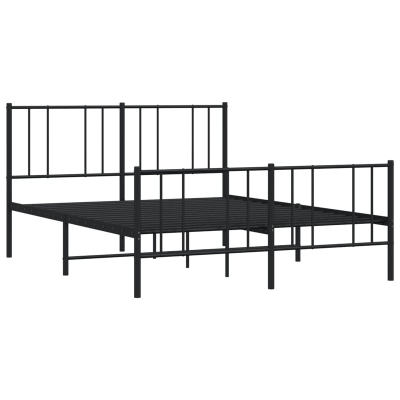 vidaXL fekete fém ágykeret fej- és lábtámlával 120 x 190 cm