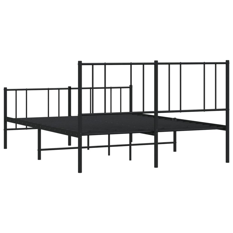 vidaXL fekete fém ágykeret fej- és lábtámlával 120 x 190 cm