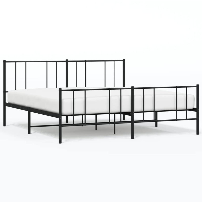 vidaXL fekete fém ágykeret fej- és lábtámlával 193 x 203 cm