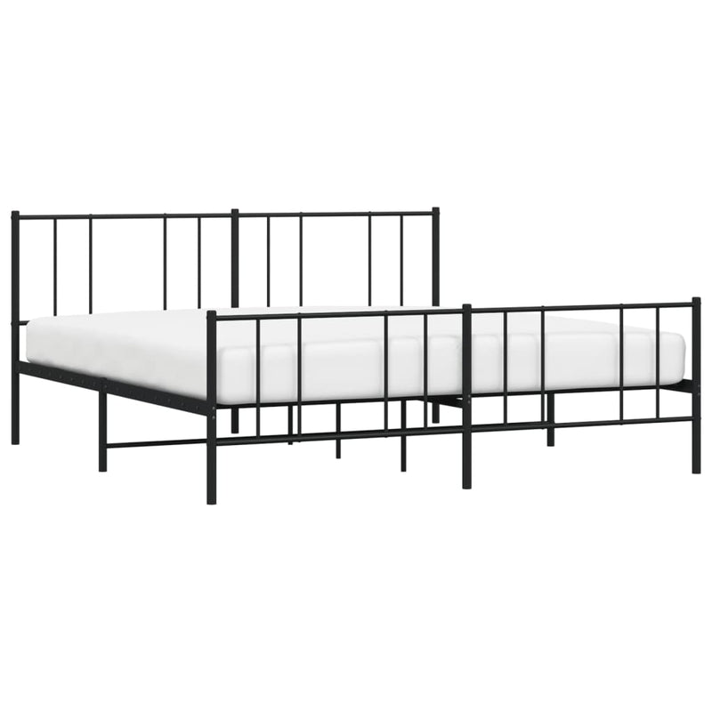 vidaXL fekete fém ágykeret fej- és lábtámlával 193 x 203 cm