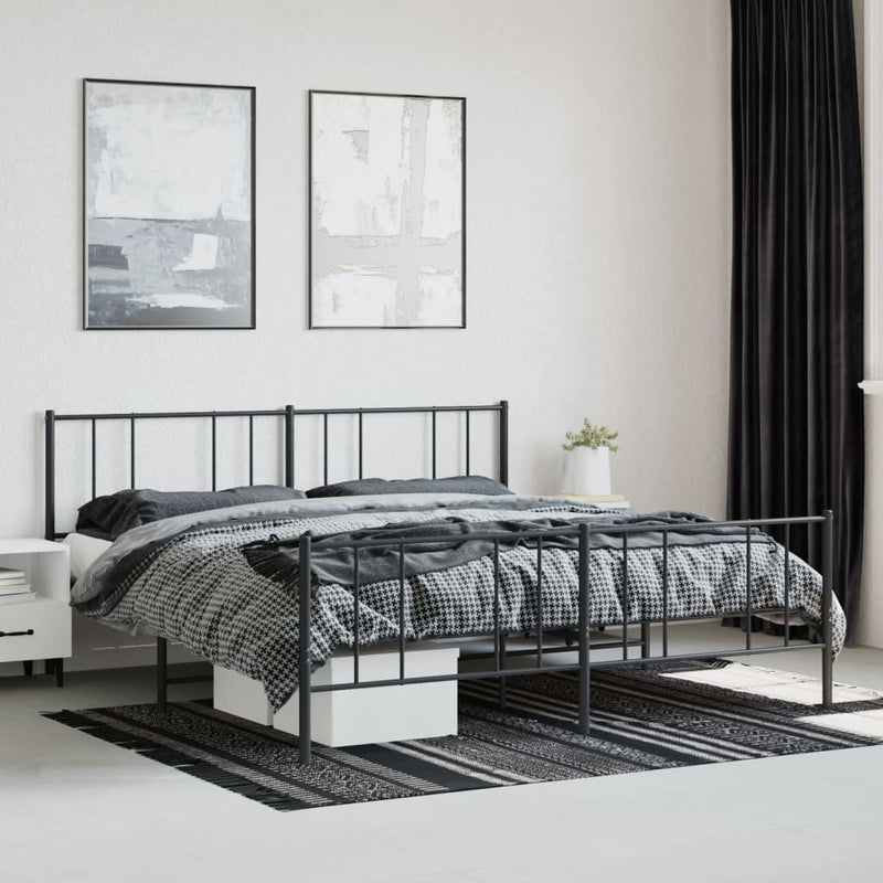 vidaXL fekete fém ágykeret fej- és lábtámlával 193 x 203 cm