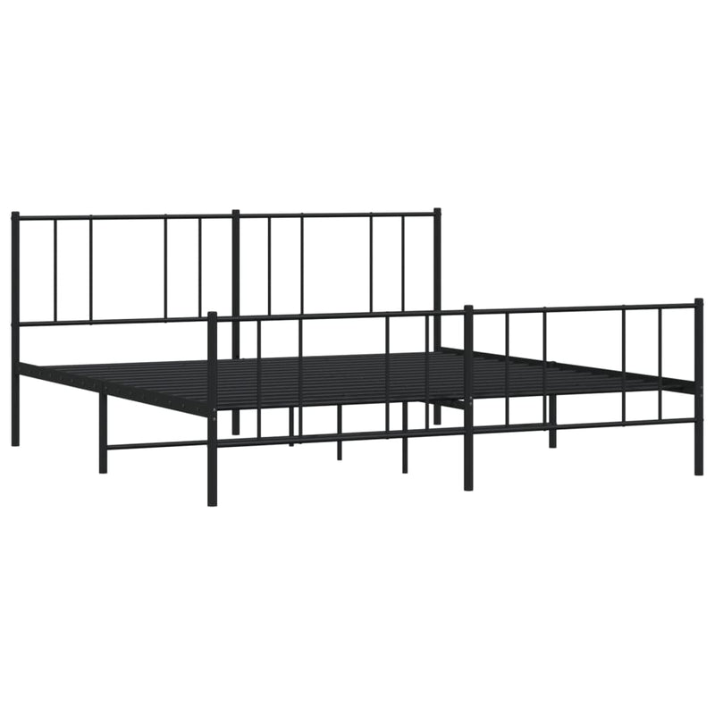vidaXL fekete fém ágykeret fej- és lábtámlával 193 x 203 cm