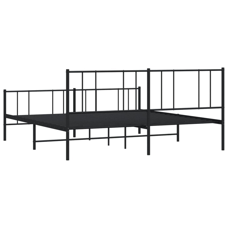 vidaXL fekete fém ágykeret fej- és lábtámlával 193 x 203 cm