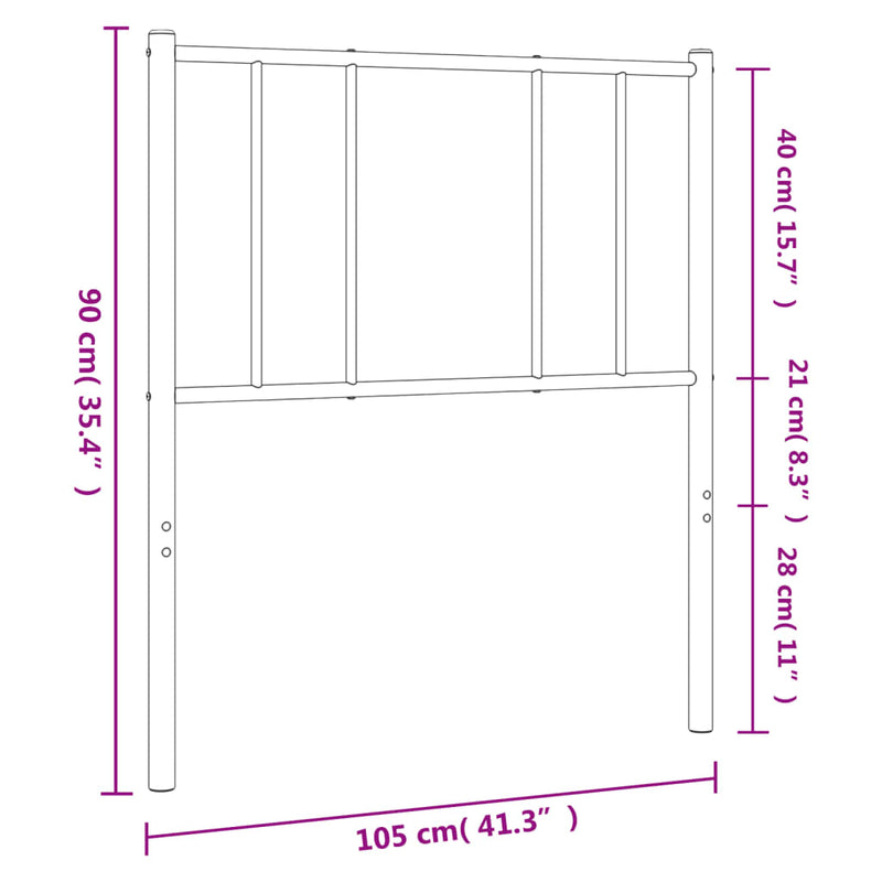 vidaXL fekete fém fejtámla 100 cm