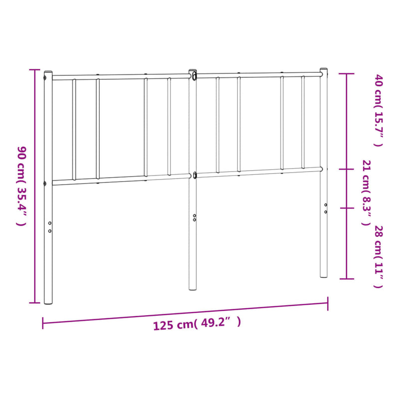 vidaXL fekete fém fejtámla 120 cm