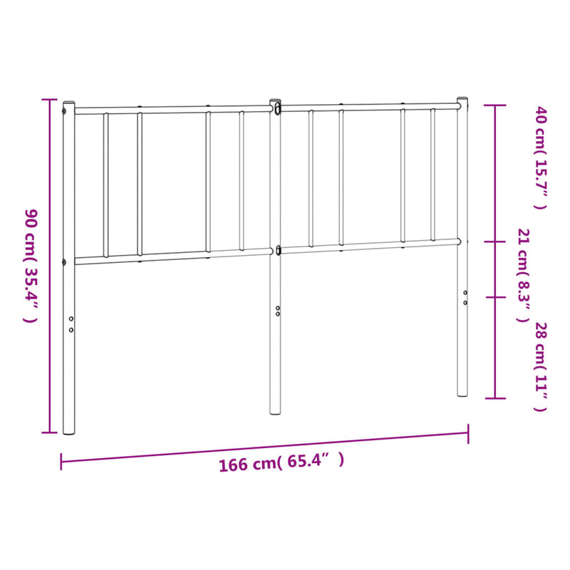 vidaXL fekete fém fejtámla 160 cm