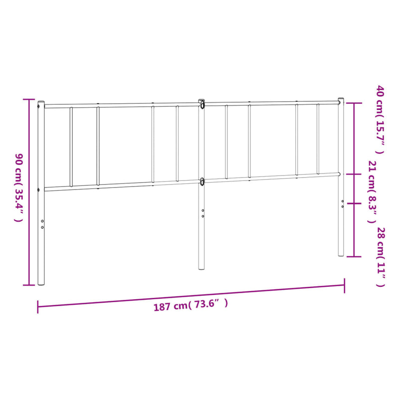 vidaXL fekete fém fejtámla 180 cm