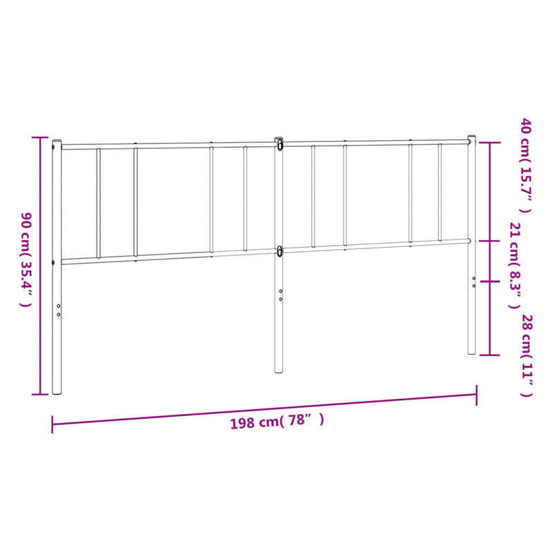 vidaXL fekete fém fejtámla 193 cm