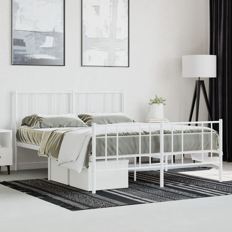 vidaXL fehér fém ágykeret fej- és lábtámlával 120 x 190 cm