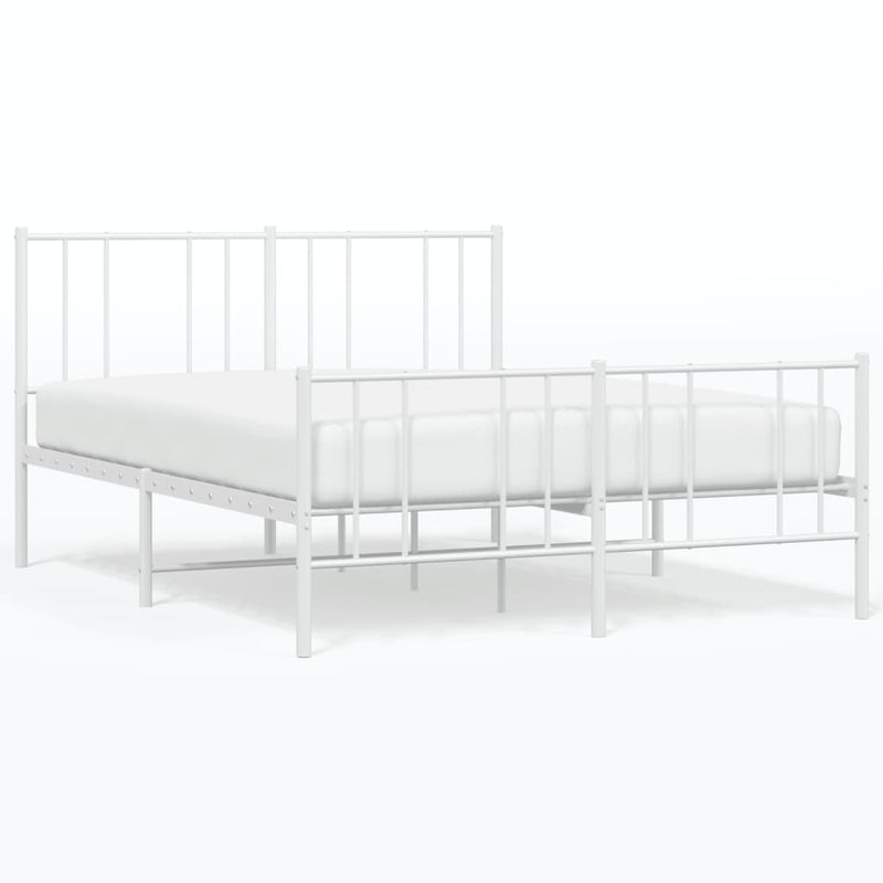 vidaXL fehér fém ágykeret fej- és lábtámlával 135x190 cm