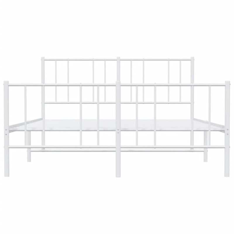 vidaXL fehér fém ágykeret fej- és lábtámlával 135x190 cm