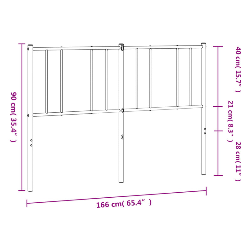 vidaXL fehér fém fejtámla 160 cm