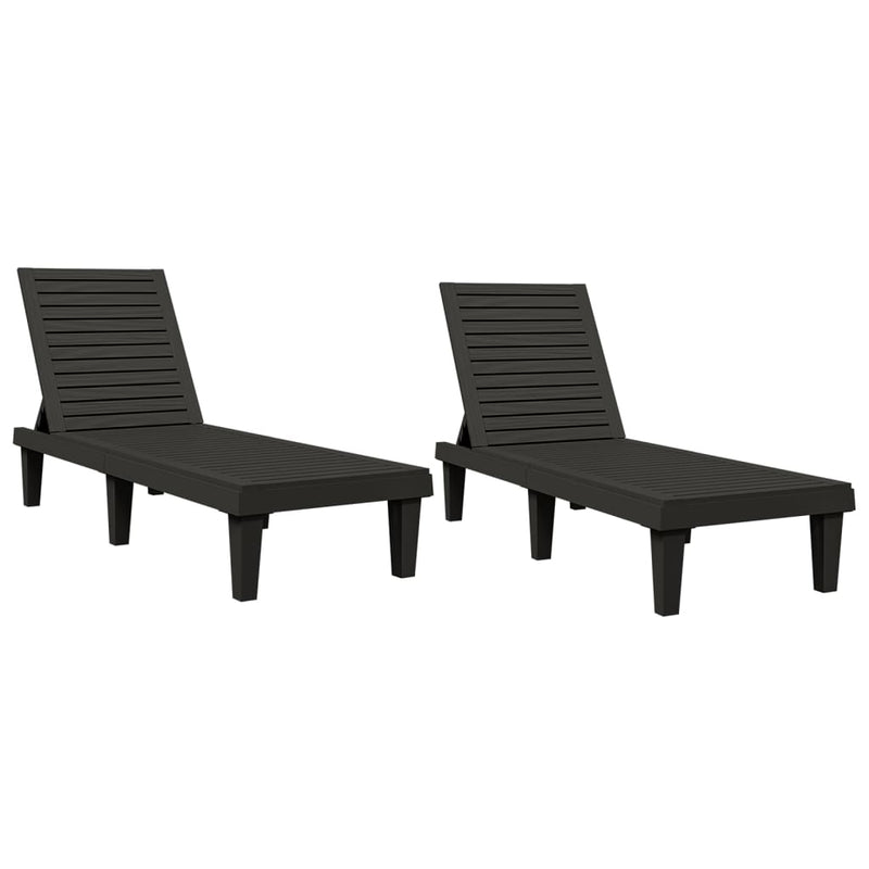 vidaXL 2 db fekete polipropilén napozóágy 155 x 58 x 83 cm