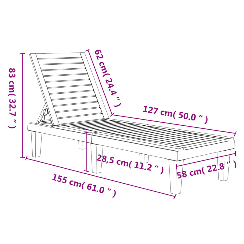 vidaXL 2 db fekete polipropilén napozóágy 155 x 58 x 83 cm