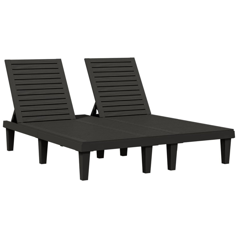 vidaXL fekete kétszemélyes polipropilén napozóágy 155 x 138 x 83 cm