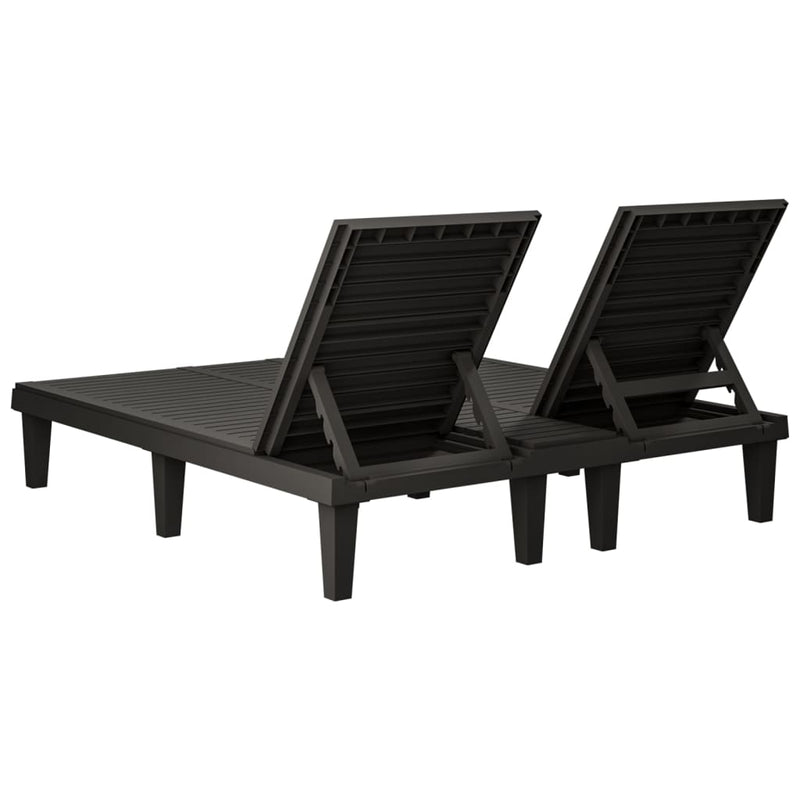 vidaXL fekete kétszemélyes polipropilén napozóágy 155 x 138 x 83 cm