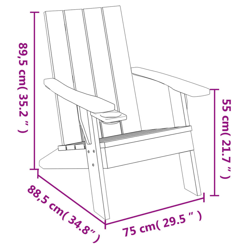 vidaXL világosbarna polipropilén kerti adirondack szék 75x88,5x89,5 cm