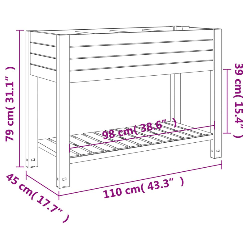 vidaXL fehér polipropilén magaságyás 110x45x79 cm