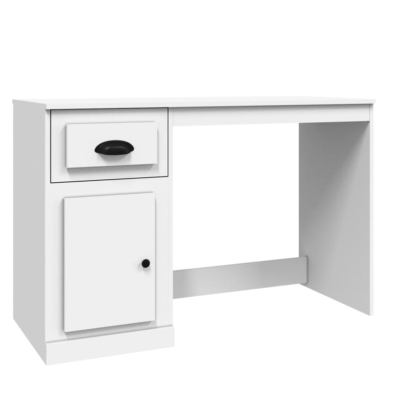 vidaXL fehér szerelt fa íróasztal fiókkal 115x50x75 cm