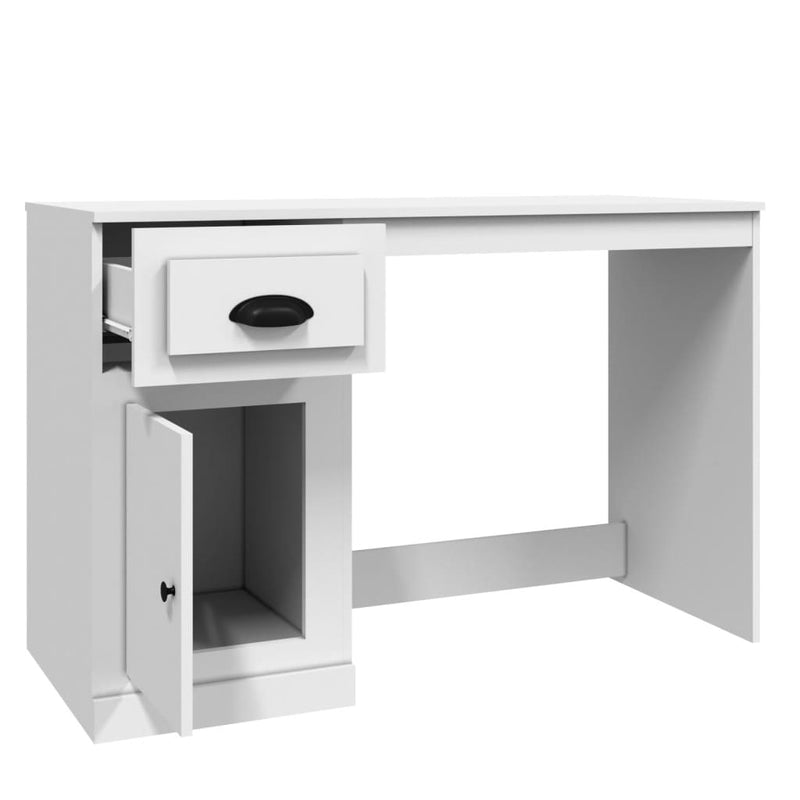 vidaXL fehér szerelt fa íróasztal fiókkal 115x50x75 cm