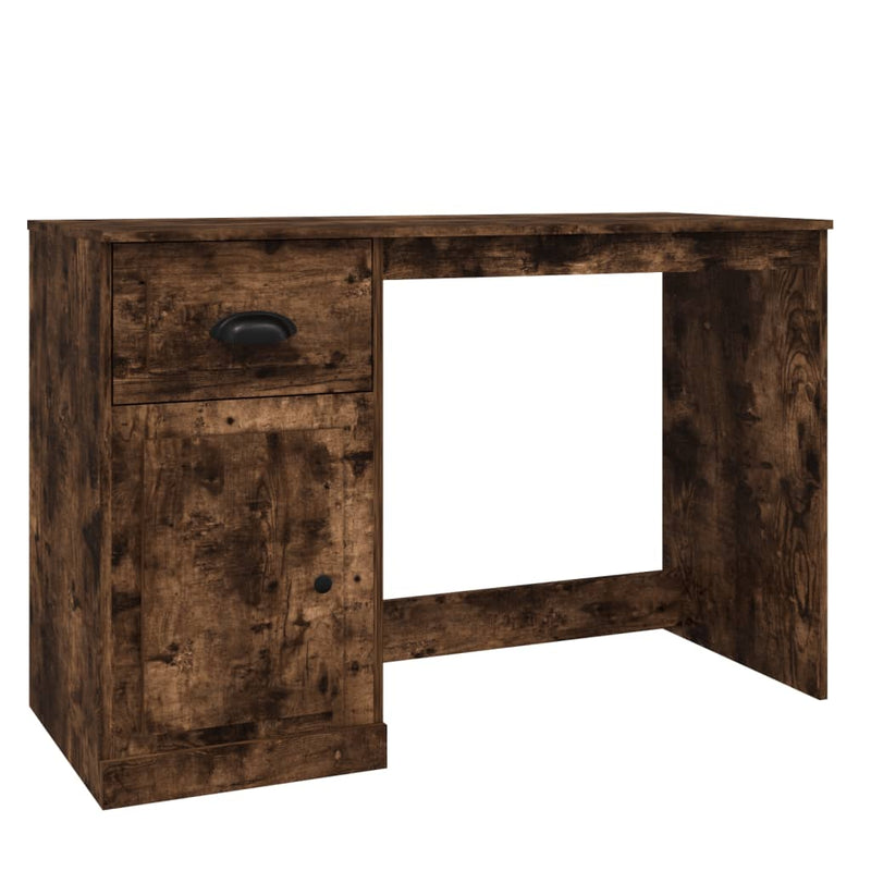 vidaXL füstös tölgy színű szerelt fa íróasztal fiókkal 115x50x75 cm