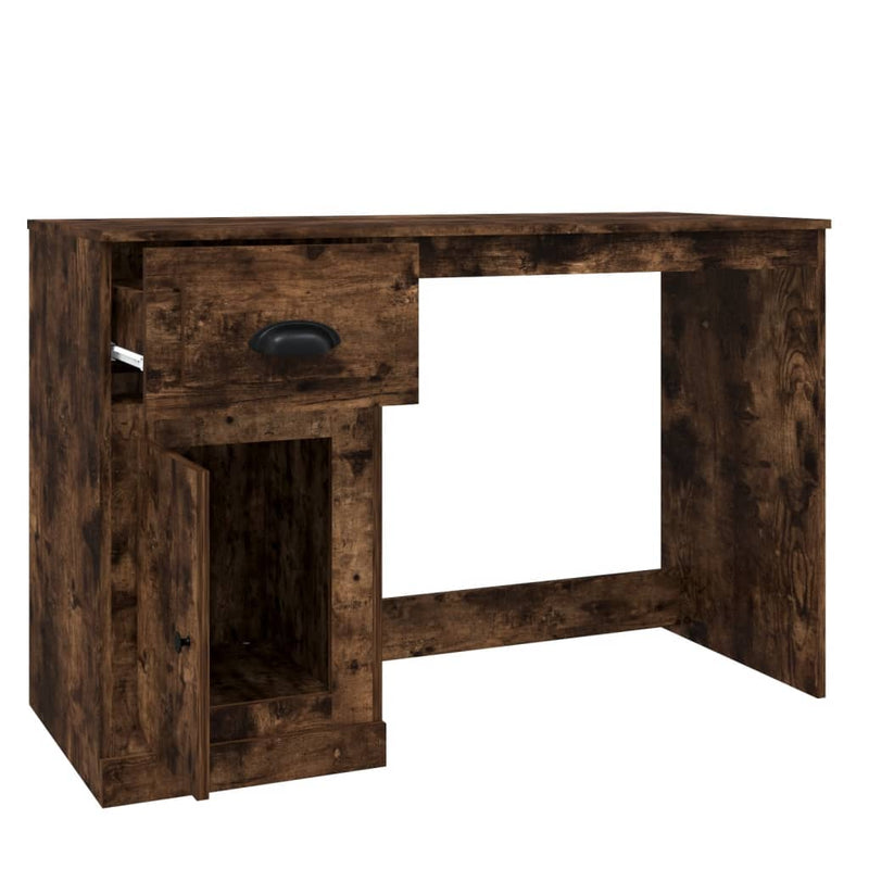 vidaXL füstös tölgy színű szerelt fa íróasztal fiókkal 115x50x75 cm
