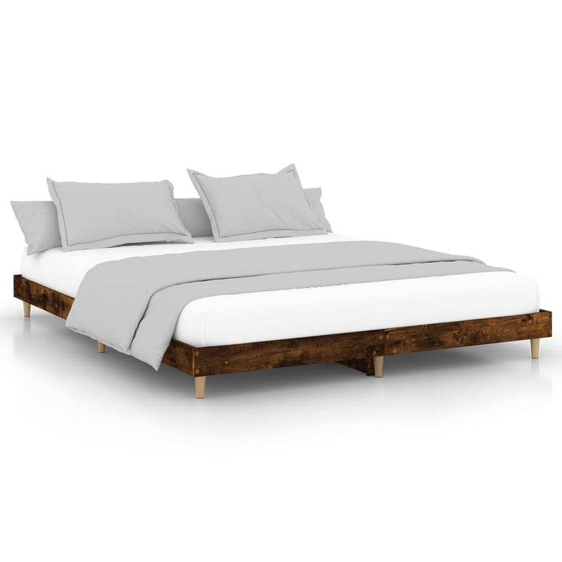 vidaXL füstös tölgy színű szerelt fa ágykeret 200 x 200 cm