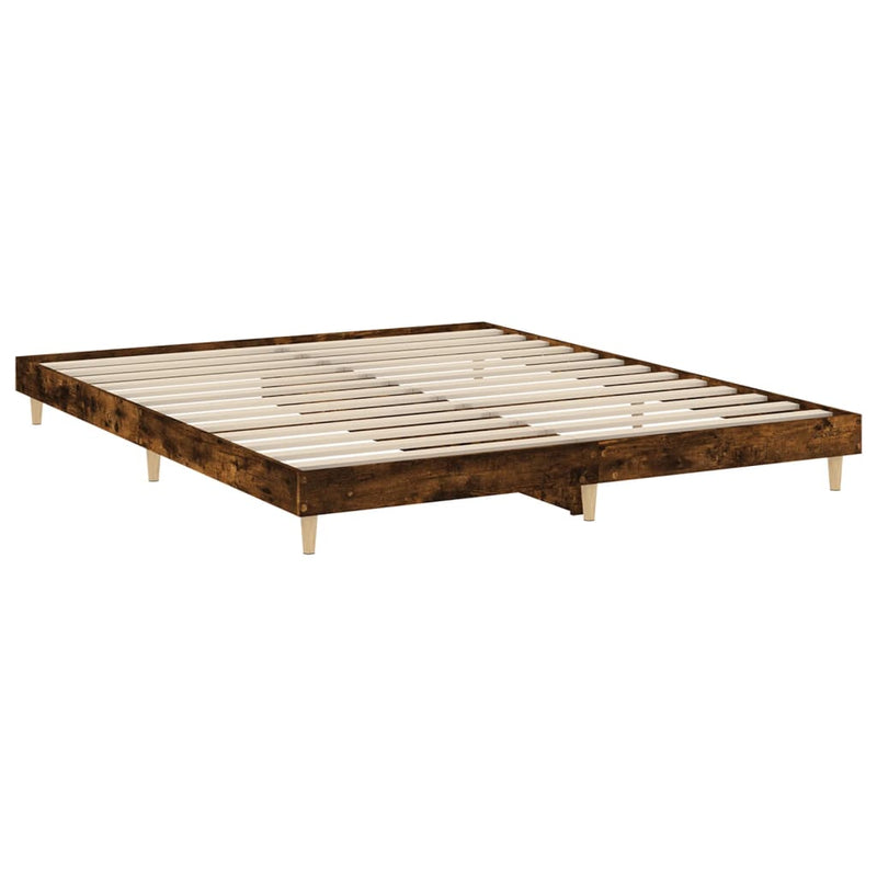 vidaXL füstös tölgy színű szerelt fa ágykeret 200 x 200 cm