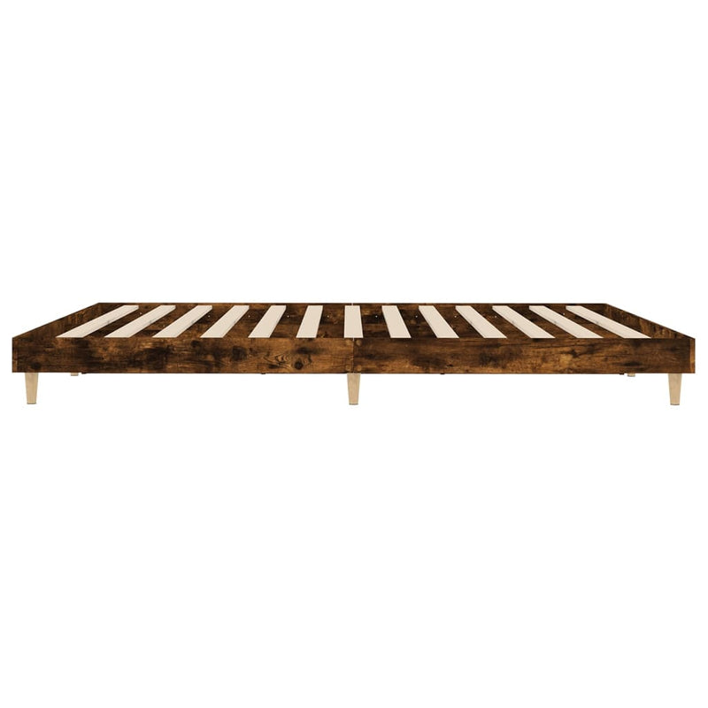 vidaXL füstös tölgy színű szerelt fa ágykeret 200 x 200 cm