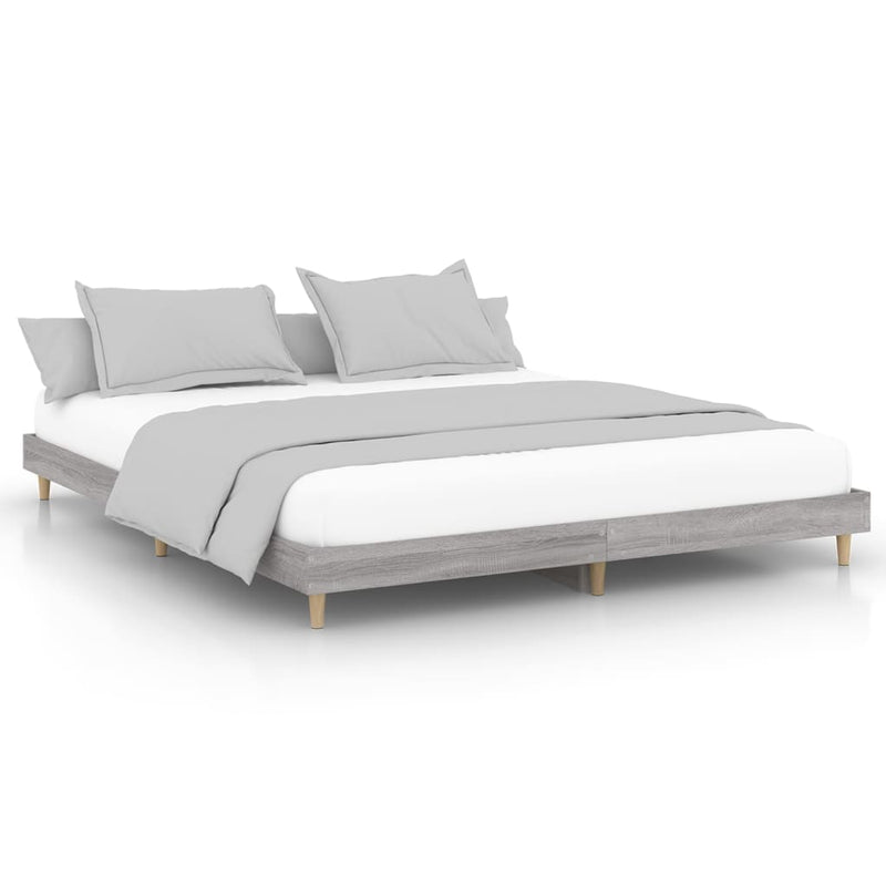 vidaXL sonoma tölgyszínű szerelt fa ágykeret 200 x 200 cm
