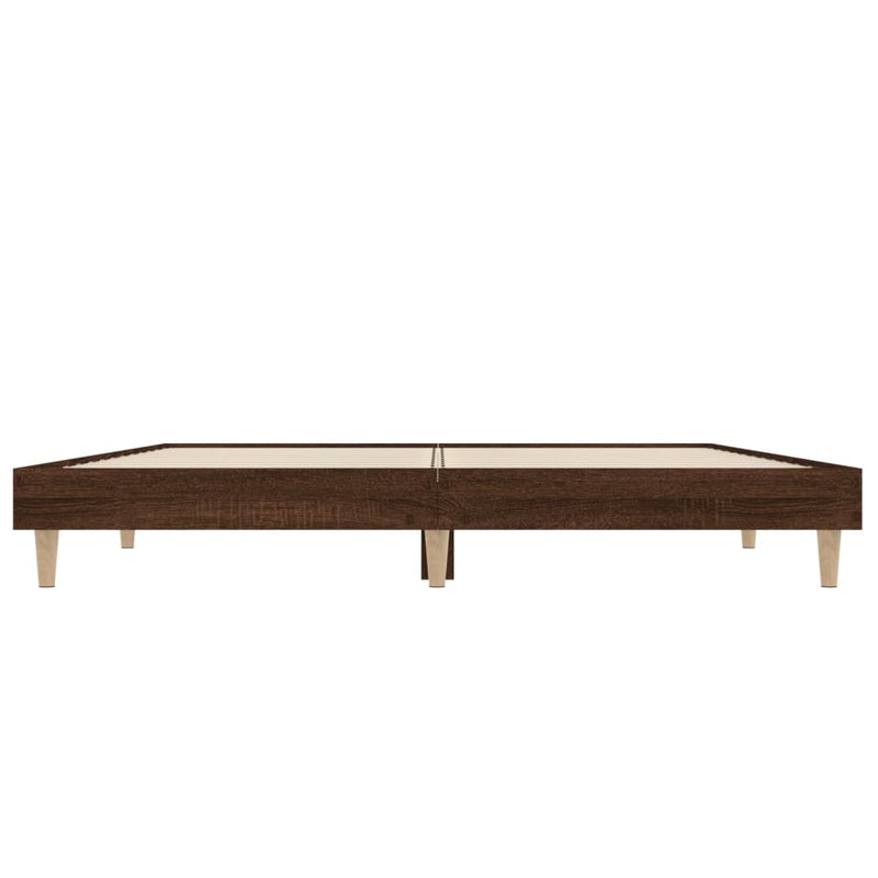 vidaXL barna tölgyszínű szerelt fa ágykeret 135 x 190 cm