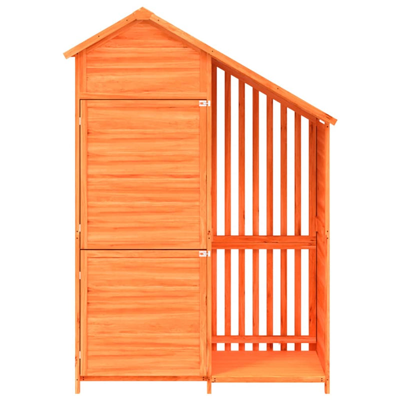 vidaXL barna tömör fenyőfa kerti szerszámtároló 120 x 53,5 x 170 cm