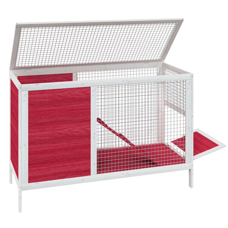 vidaXL piros tömör fenyőfa nyúlketrec 103 x 44 x 69,5 cm