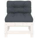 vidaXL fehér tömör fenyőfa középső kanapé párnákkal