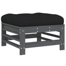 vidaXL szürke tömör fenyőfa kerti lábzsámoly párnával