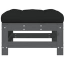 vidaXL szürke tömör fenyőfa kerti lábzsámoly párnával