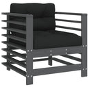 vidaXL 2 db szürke tömör fenyőfa kerti szék párnákkal