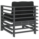 vidaXL 2 db szürke tömör fenyőfa kerti szék párnákkal