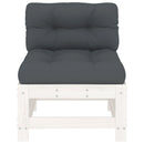 vidaXL 2 db fehér tömör fenyőfa középső kanapé párnákkal