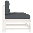 vidaXL 2 db fehér tömör fenyőfa középső kanapé párnákkal