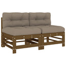 vidaXL 2 db mézbarna tömör fenyőfa középső kanapé párnákkal